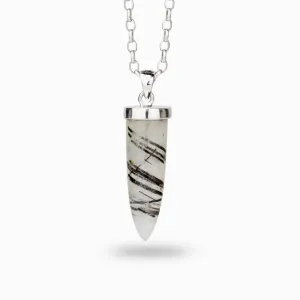 Tourmalinated Quartz Bullet Necklace