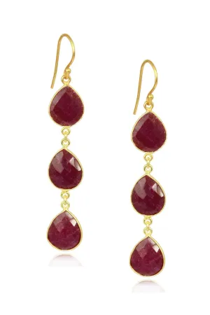 Triple Drop Gemstone Earring