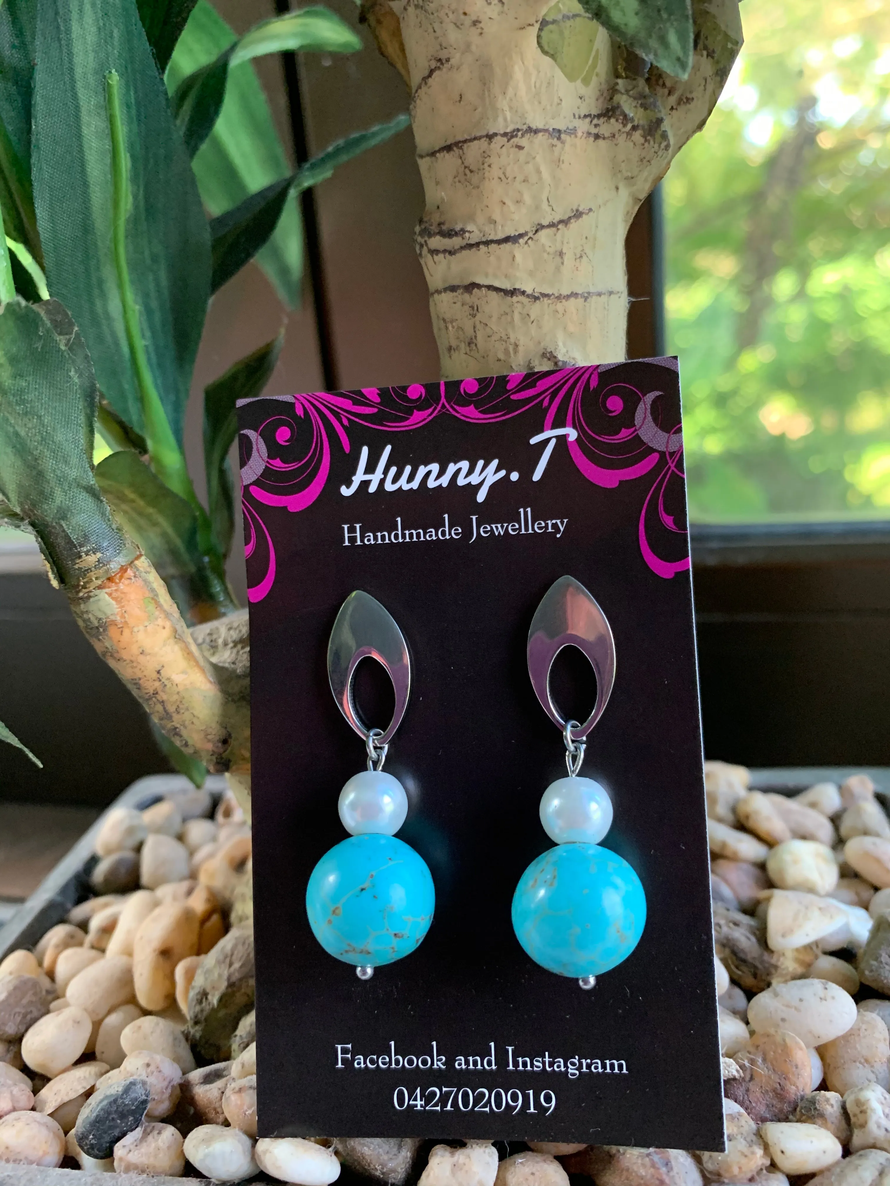 Turquoise and Pearl Earrings