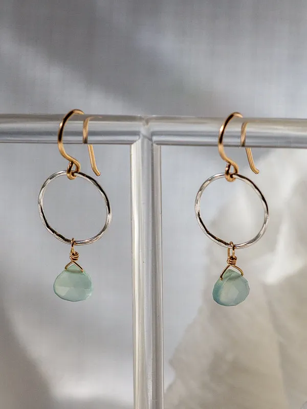 Vannucci Two Tone Sterling Chalcedony Hoop Earrings