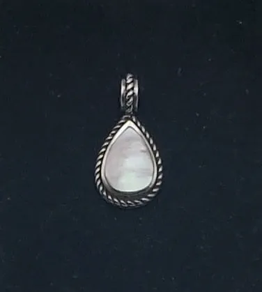 Vintage Mother-of-Pearl Sterling Silver Teardrop Pendant