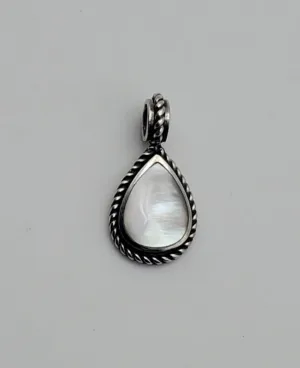 Vintage Mother-of-Pearl Sterling Silver Teardrop Pendant