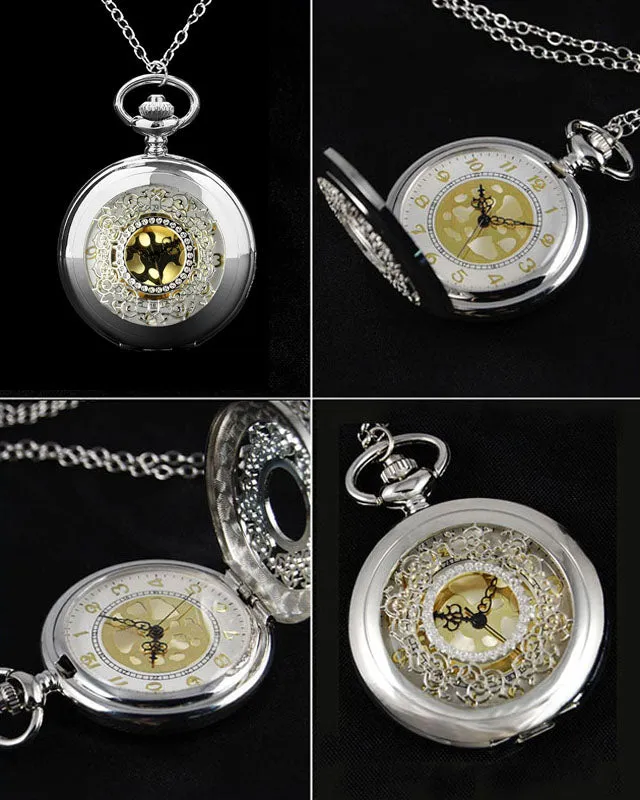 Vintage Style Pocket Watch Pendant Necklace