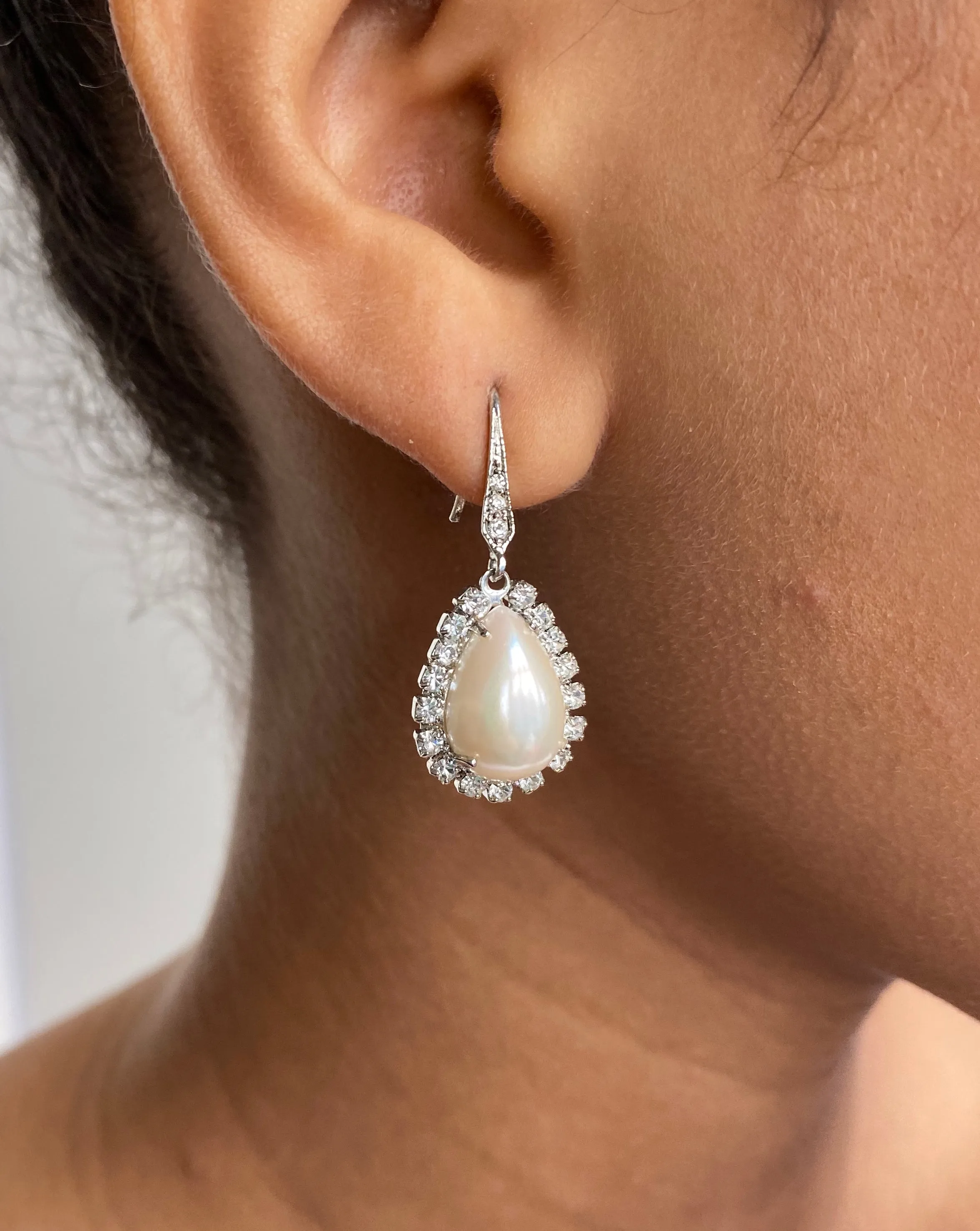 Vita Inlaid Pearl Drop Earrings