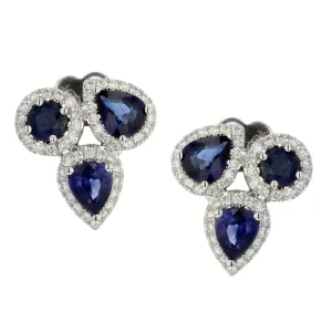 White Gold Sapphire Diamond Earrings