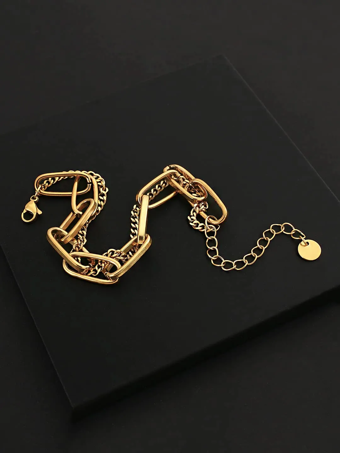 Yellow Chimes Chain Bracelet for Women Gold Plated Link Chain Stainless Steel Adjustable Bracelet for Women and Girls